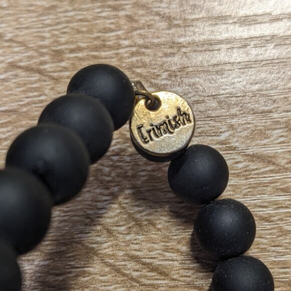 Erimish Black Matte Coal Grey Boho Bead Bracelet - Picture 2 of 3